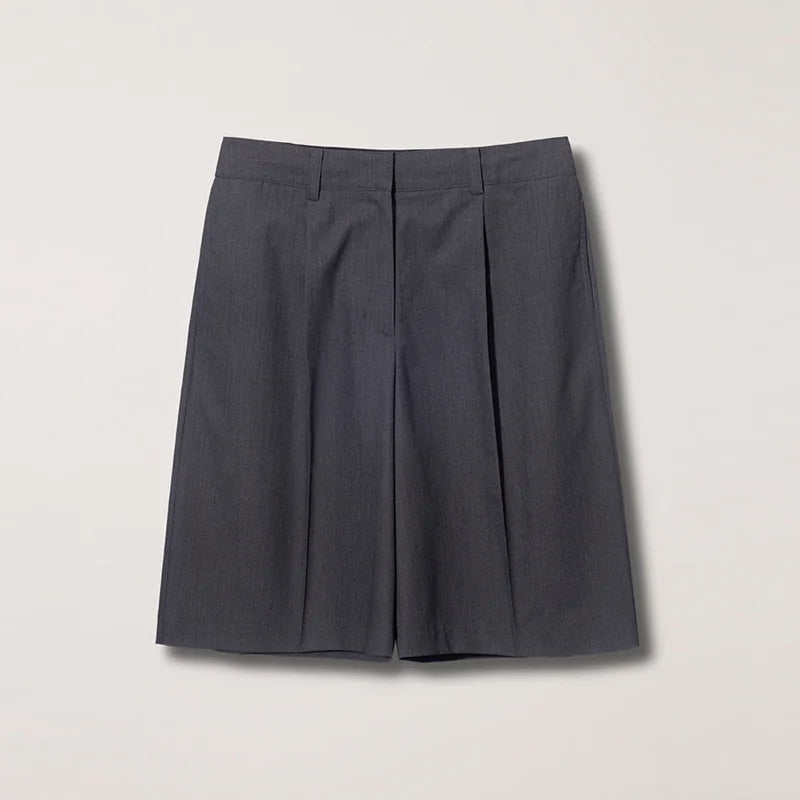 High Waist Suit Short Pants Women's Casual Loose Straight Leg Pants Summer Five Parts Outwear Comfortable Polyester Fiber