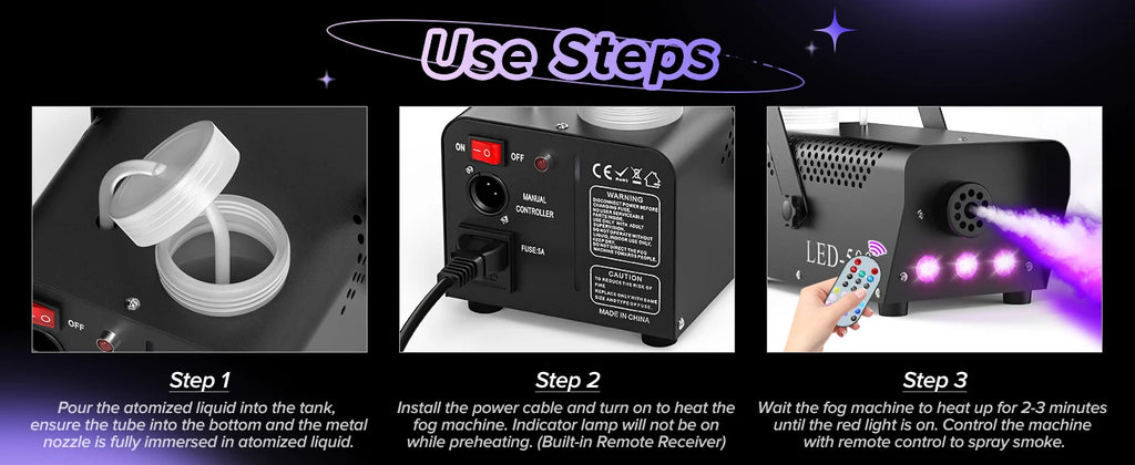 Yiflamefly 500W RGB LED Smoke Fog Machine Fogger Stage Lighting Effect with Remote Control for Wedding DJ Show Concert Bar Party