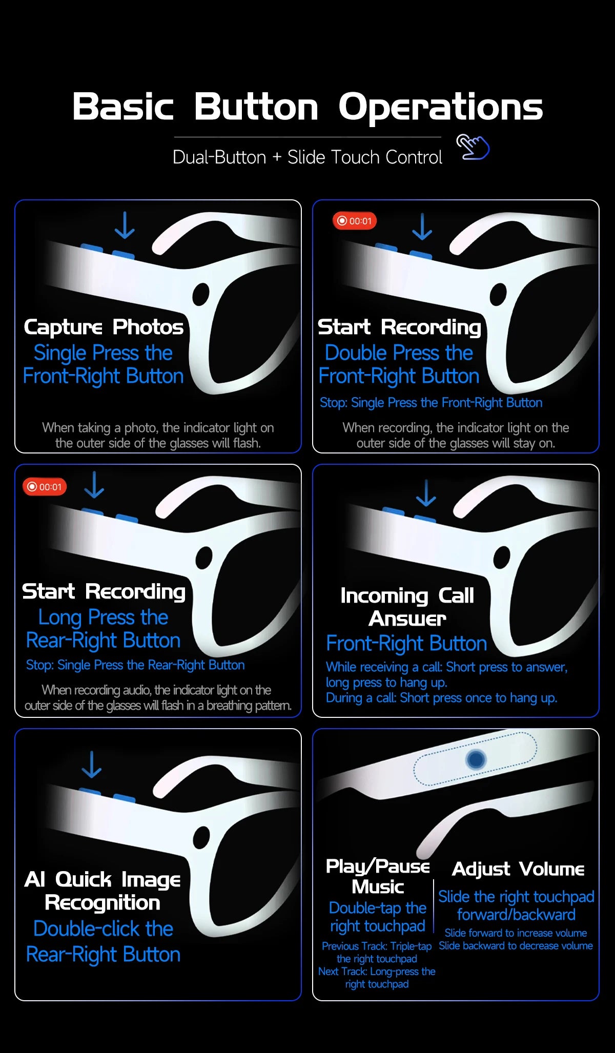 2026 New 4K HD 800W Pixel Dual-Camera Smart Glasses Men 1200P Video Recording AI Chat WIFI Transmission Translation Call Glasses