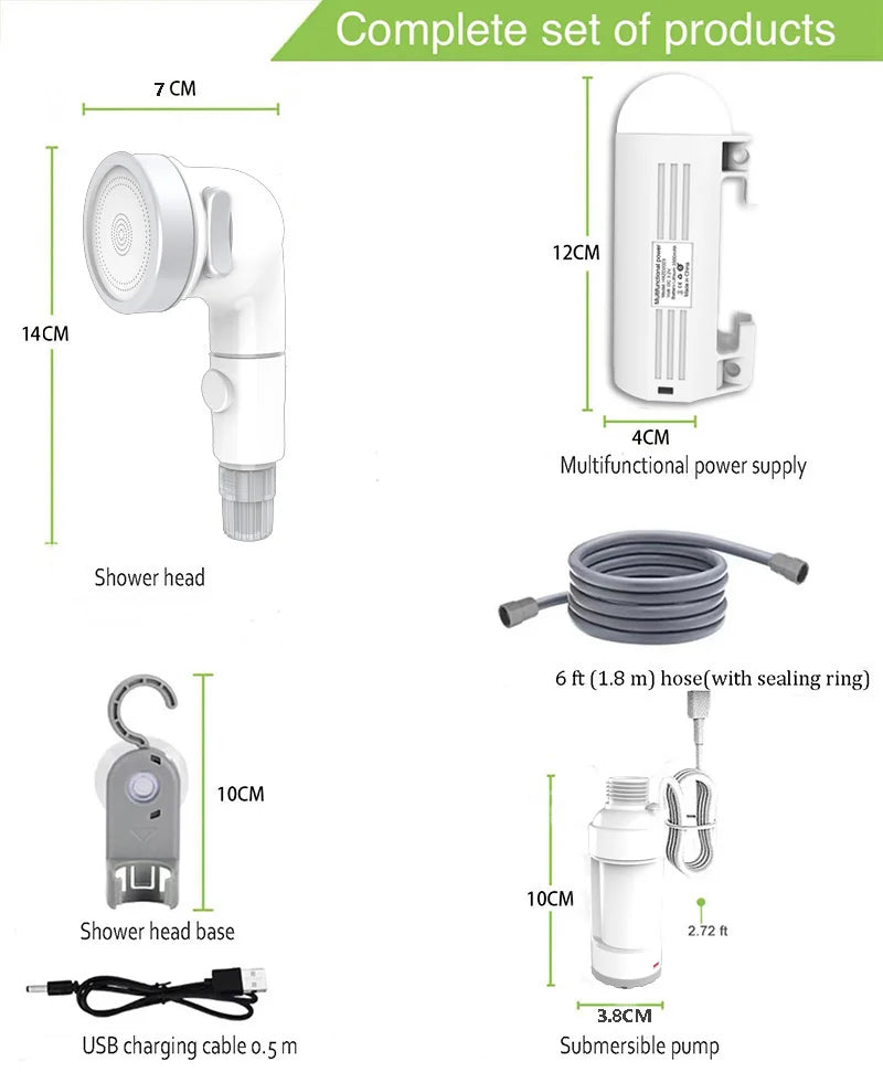 Portable shower for camping, Portable outdoor shower With LED lamp,IPX8 Camping shower pump,Suitable for Hiking,Camping，Beach