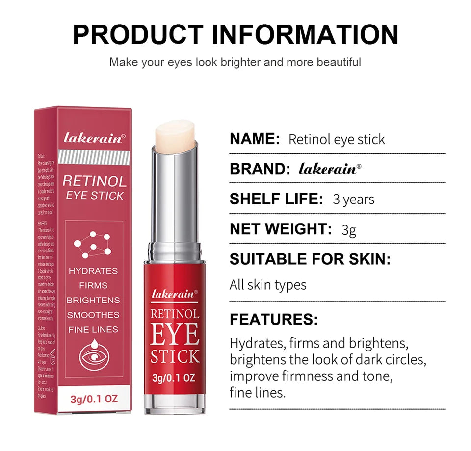 Anti-Wrinkle Eye Cream Stick Retinol Remove Eye Bags Dark Circles Anti Aging Lifting Whitening Moisturizing Brighten Eye Primer