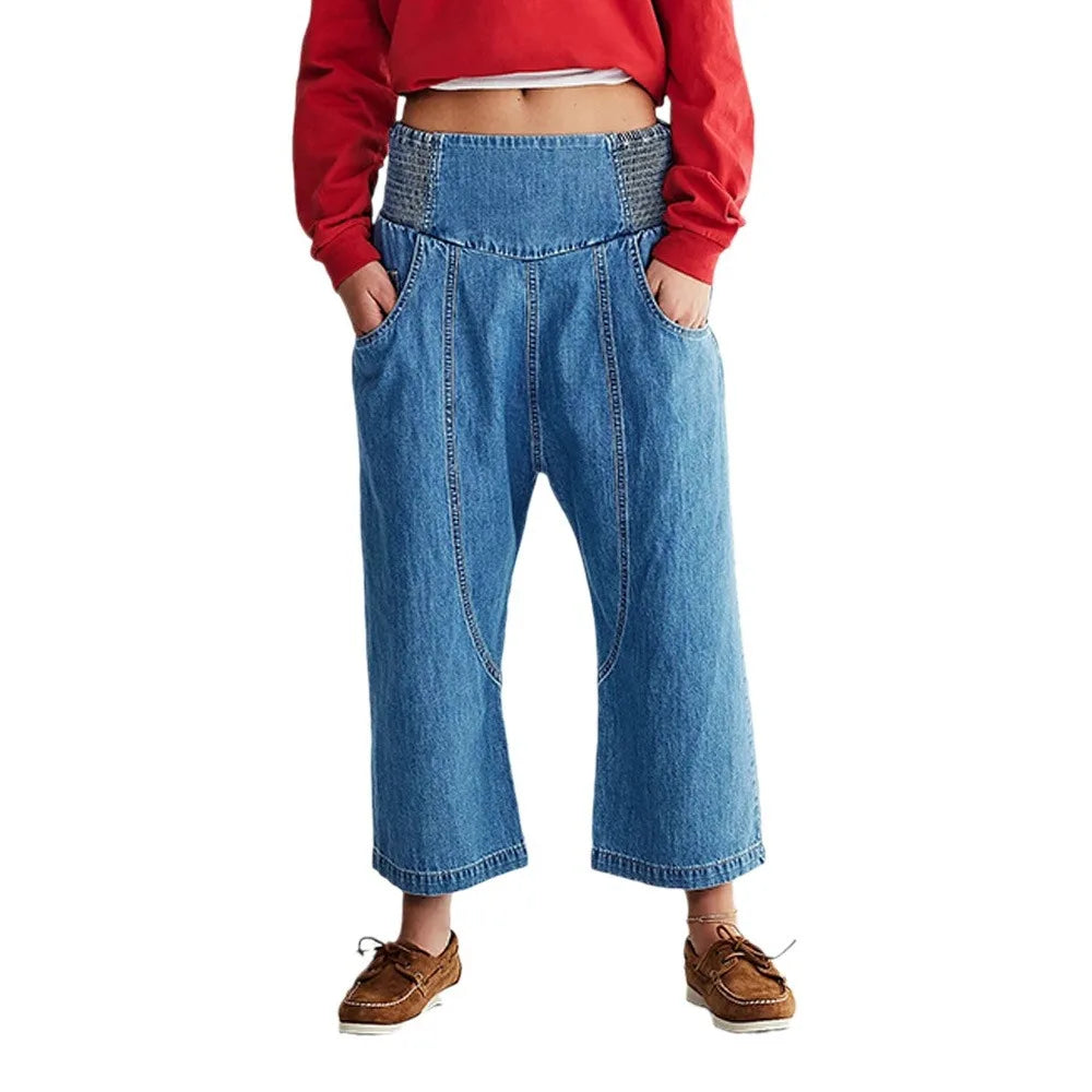 Jeans Women's 2026 New Washed Off Mid-waist Straight Nine-point Pants