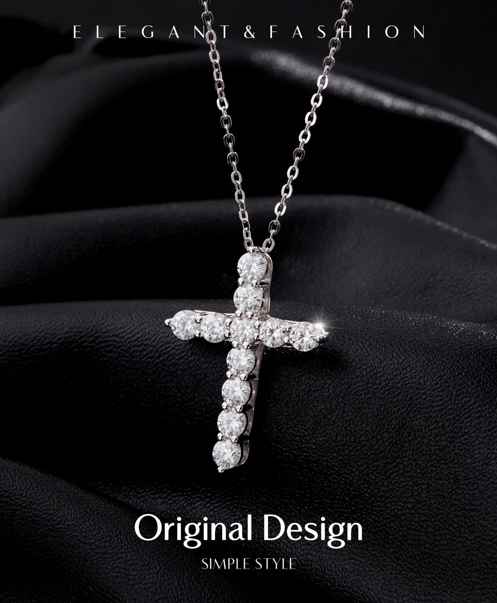 MODIAN D Color Moissanite Necklace 925 Sterling Silver Exquisite Cross Link Chain Pendant Necklace For Women Fine Jewelry Gift