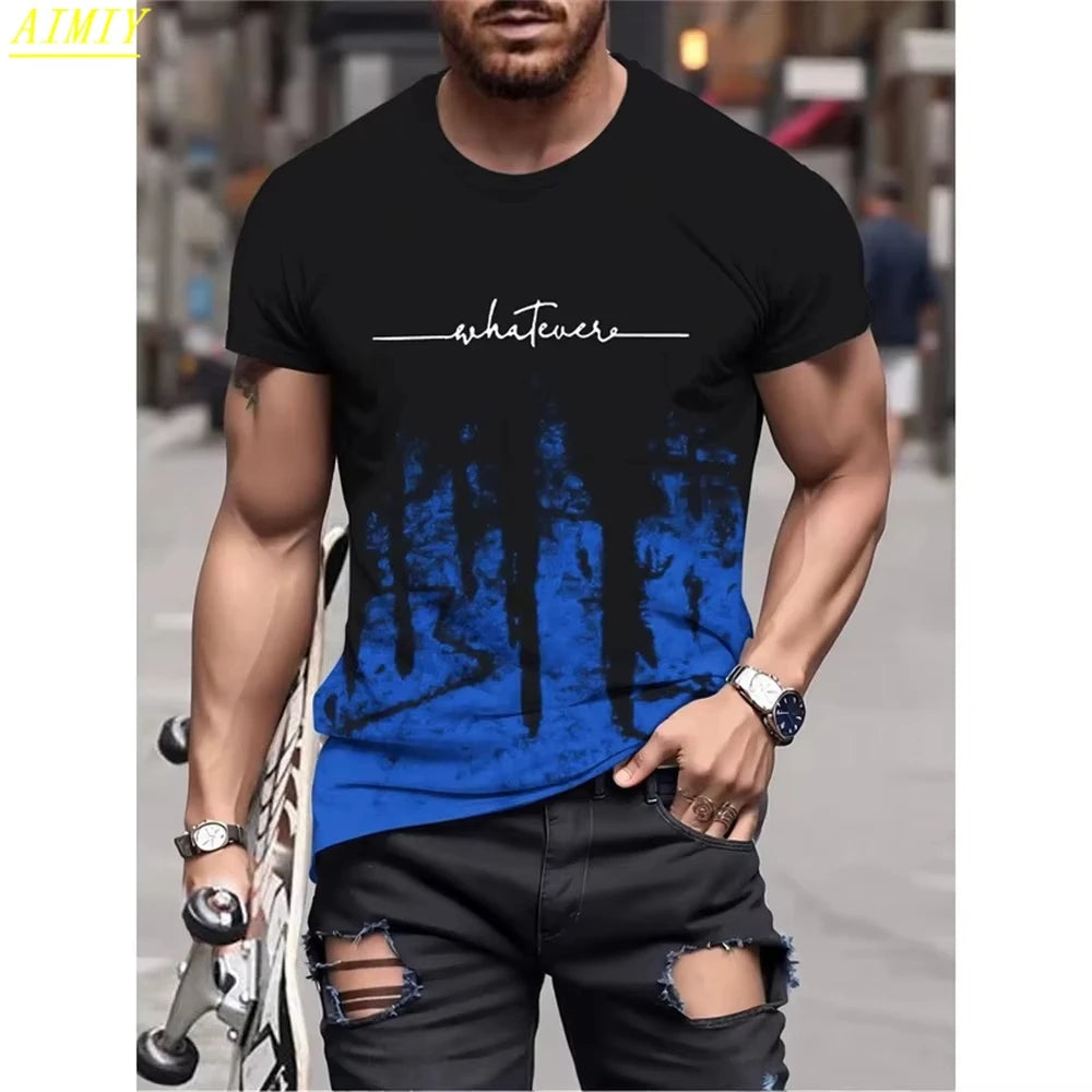 Casual Men's T-Shirts Spring Clothing Ombre Shirts Oversized Short Sleeve Tops Boys Tees Oversized Vintage T-Shirts For Mens