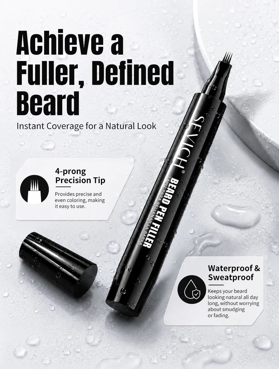 Waterproof Beard Pen Beard  Filler Pencil And Brush Beard Enhancer  Lasting Repair Moustache Coloring Shaping Tools Hair Pencil