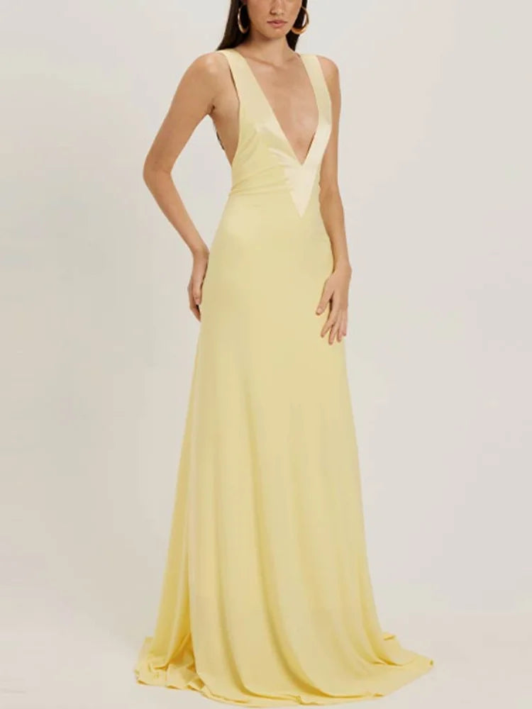 Trendy Minimalist Maxi Dress Designers Satin Floor-length Bodycon Women Formal Gown Romantic Club Wedding Guest Outfit