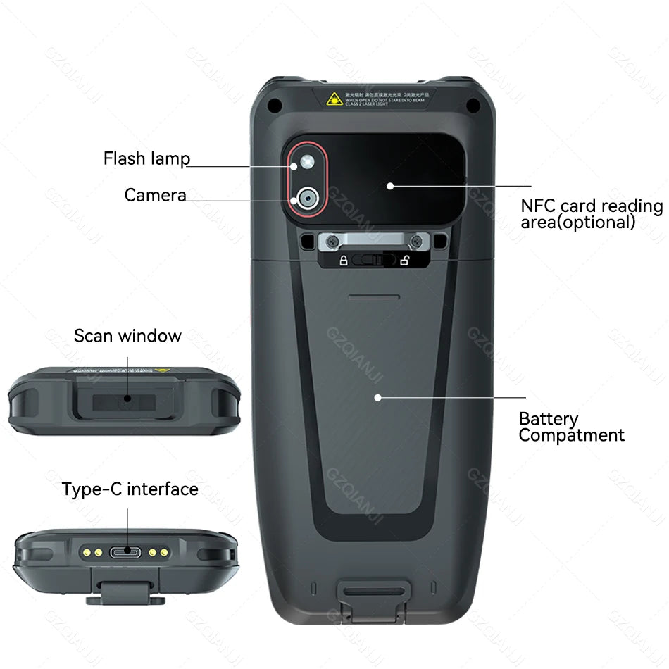 Android 10 PDA Handheld Terminal 2D Barcode Scanner 4G Data Collector NFC Cradle Charger Optional Logistics Warehousing Device