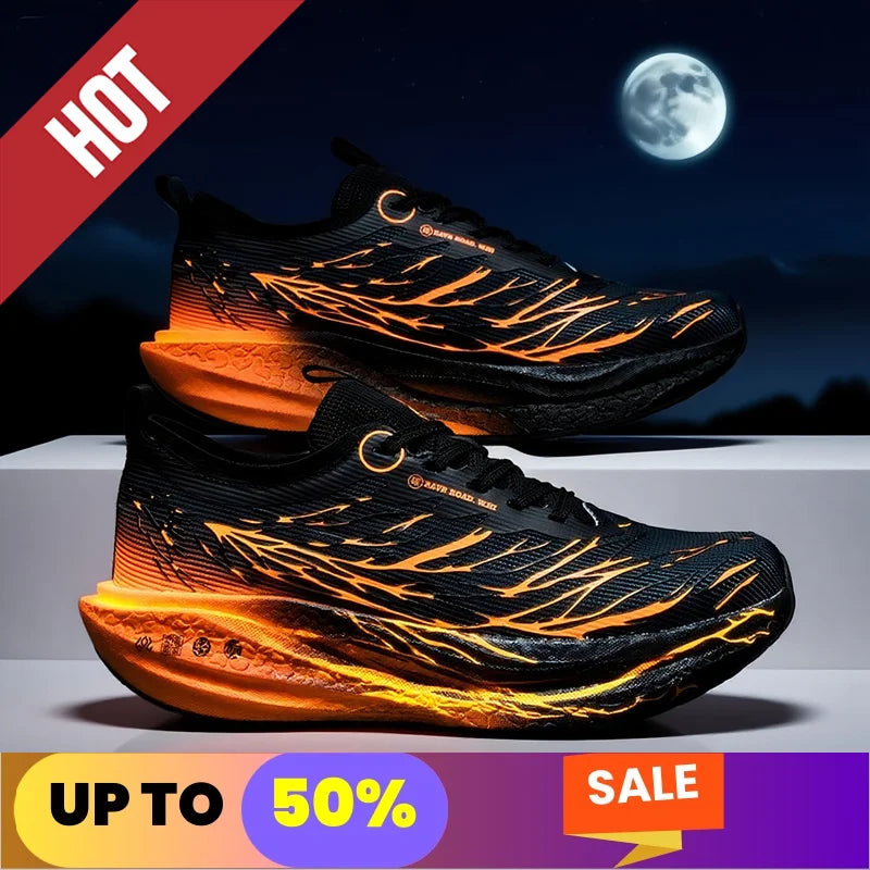 Fluorescence Running Shoes CarbonBoard Marathon Men Sports Breathable Women's Comfortable Athletic Sneakers Soft Wear Resistant