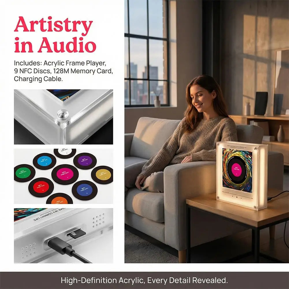 NFC Magnetic Patch Acrylic Song Player With Built-in Speaker - Customizable Artwork, No Phone Needed, Auto-Play