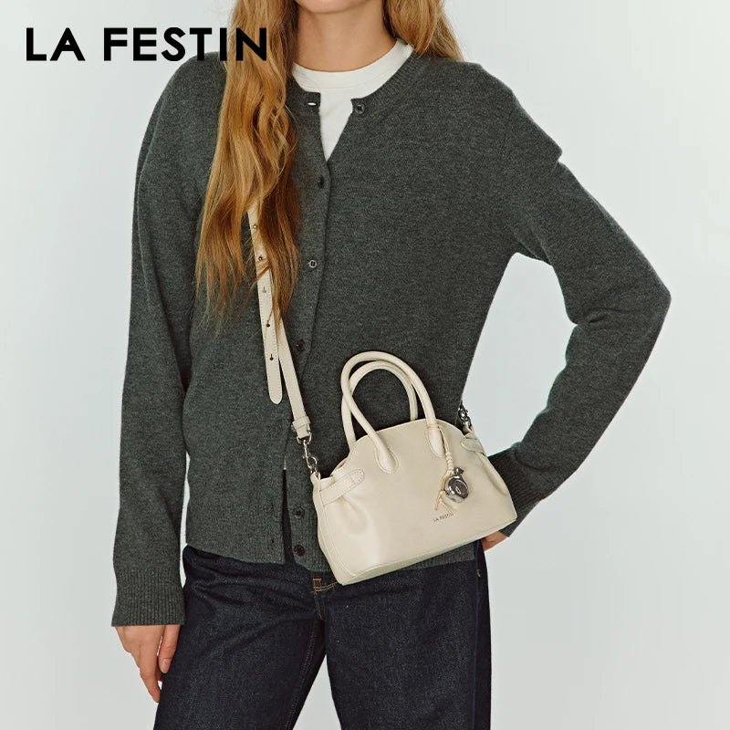 LA FESTIN Original Brand Women's Bag 2025 New Suede Bag Luxury Designer Handbag Boston Bag Shoulder Crossbody Bag Bowling Bag