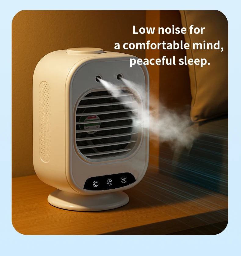 2026 New Portable Home Mini Air Conditioner Fan Spray Cooling Humidifier Desktop Mobile Cold Wind Machine