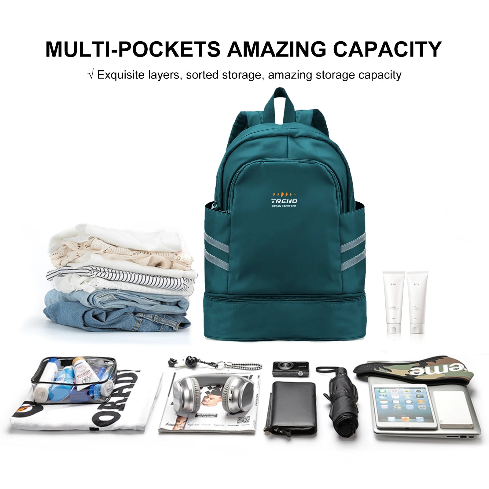 Women Travel Backpack Climbing Bags Waterproof Backpack With Shoe Compartment Nylon Sports Backpack Men Fitness Swimming Bag