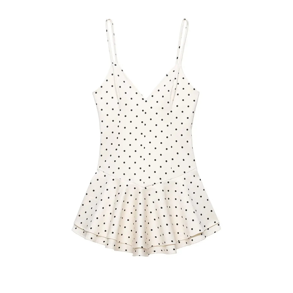 Typhaland Elegant Polka Dot Sling Dress for Women Fashion Sleeveless High Waist Mini Dress 2026 New Summer Vacation Clothes