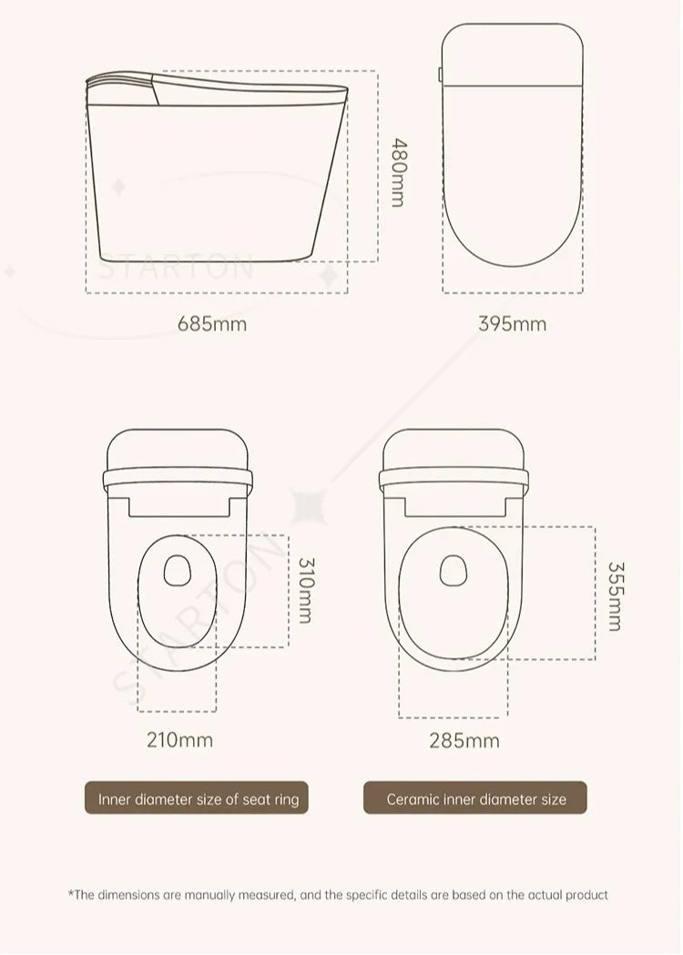 Modern Bathroom Smart Toilet Black Ceramic  Electronic Control Bidet Toilet