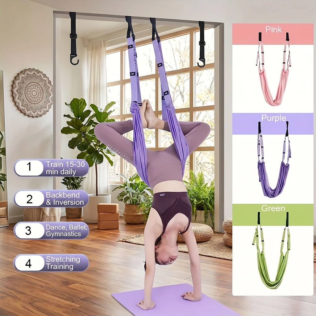 Yoga Strap Stretch Band Fitness Hanging Rope Universal Back Leg Belt for Backbend Split Handstand Home Inversion Training Hammoc