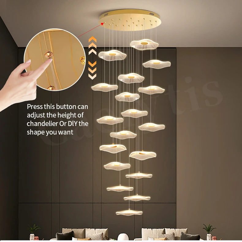 Modern LED Stair Chandeliers For Living Room Dining Room Pendant Lights Home Decoration Indoor Lamps  Hanging Lighting Fixtures