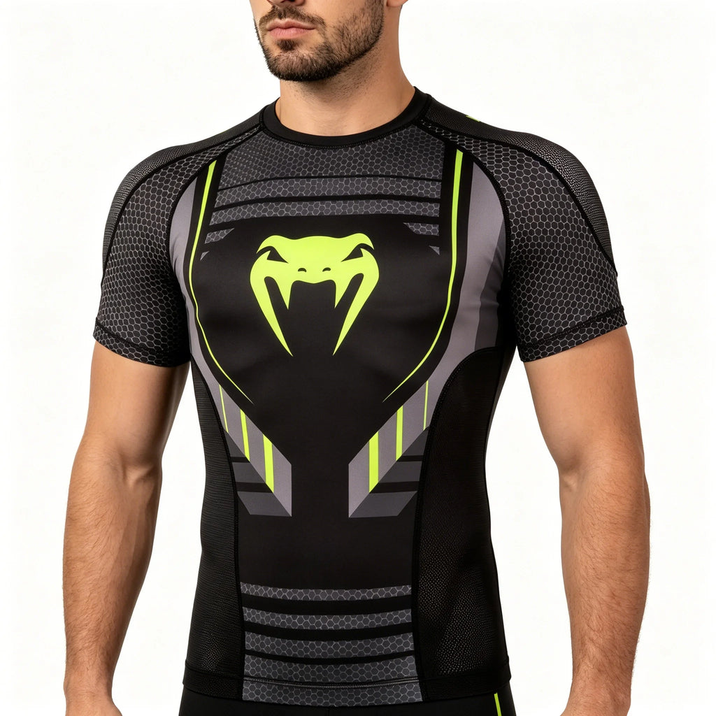 Men's Sports Compression Short-sleeve T-shirt Quick-dry Breathable Gym Training Top