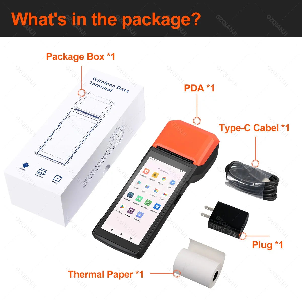 4G Android 13 / 8.1 Pos Terminal Wireless Handheld Printers 1D 2D Scanner Reader NFC Built-in 58mm Receipt Impressora Termica