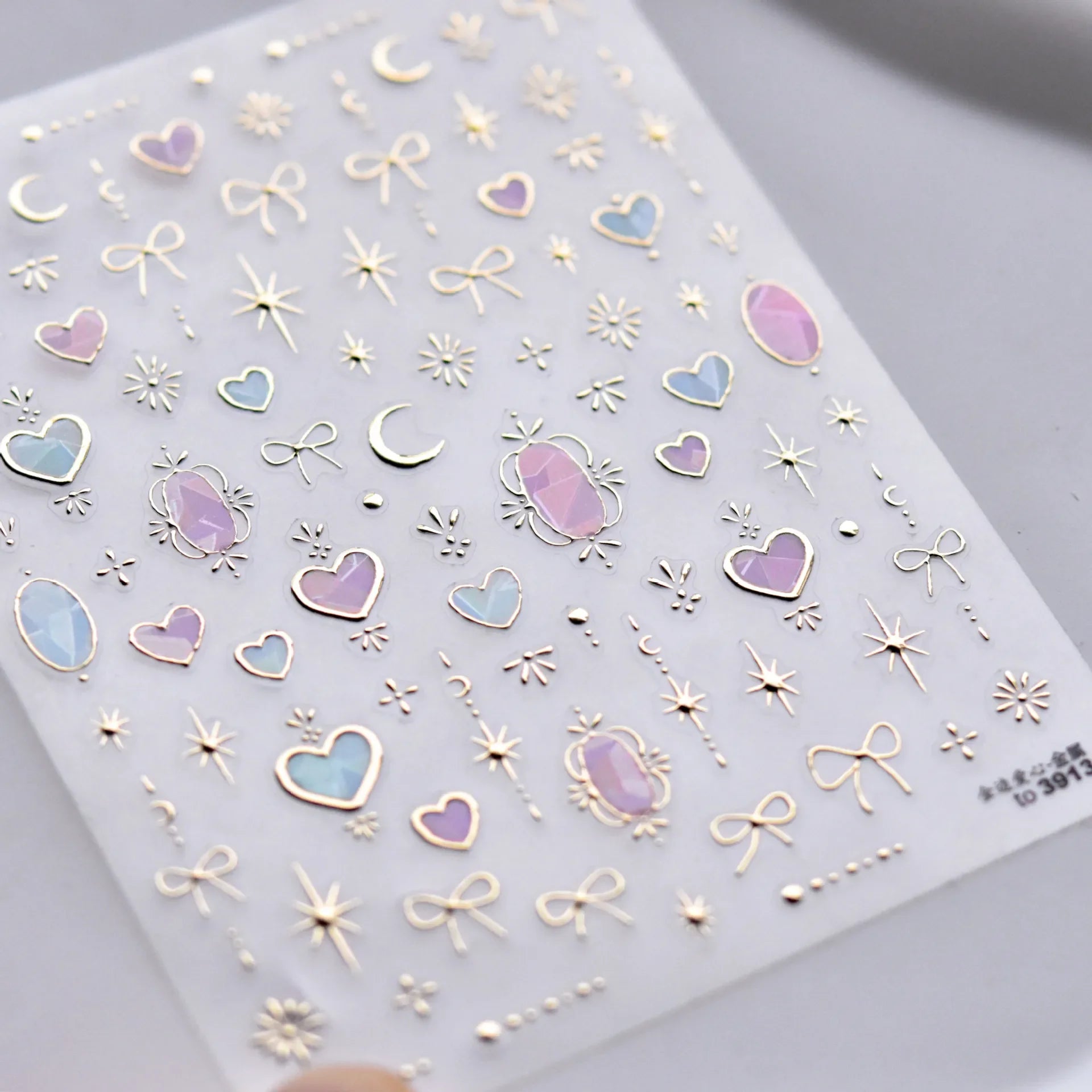 5D Gradient Love Gem Glitter Love Heart Colorful Cat's Eye Rhinestone Soft Self Adhesive Nail Art Stickers Shiny Manicure Decals