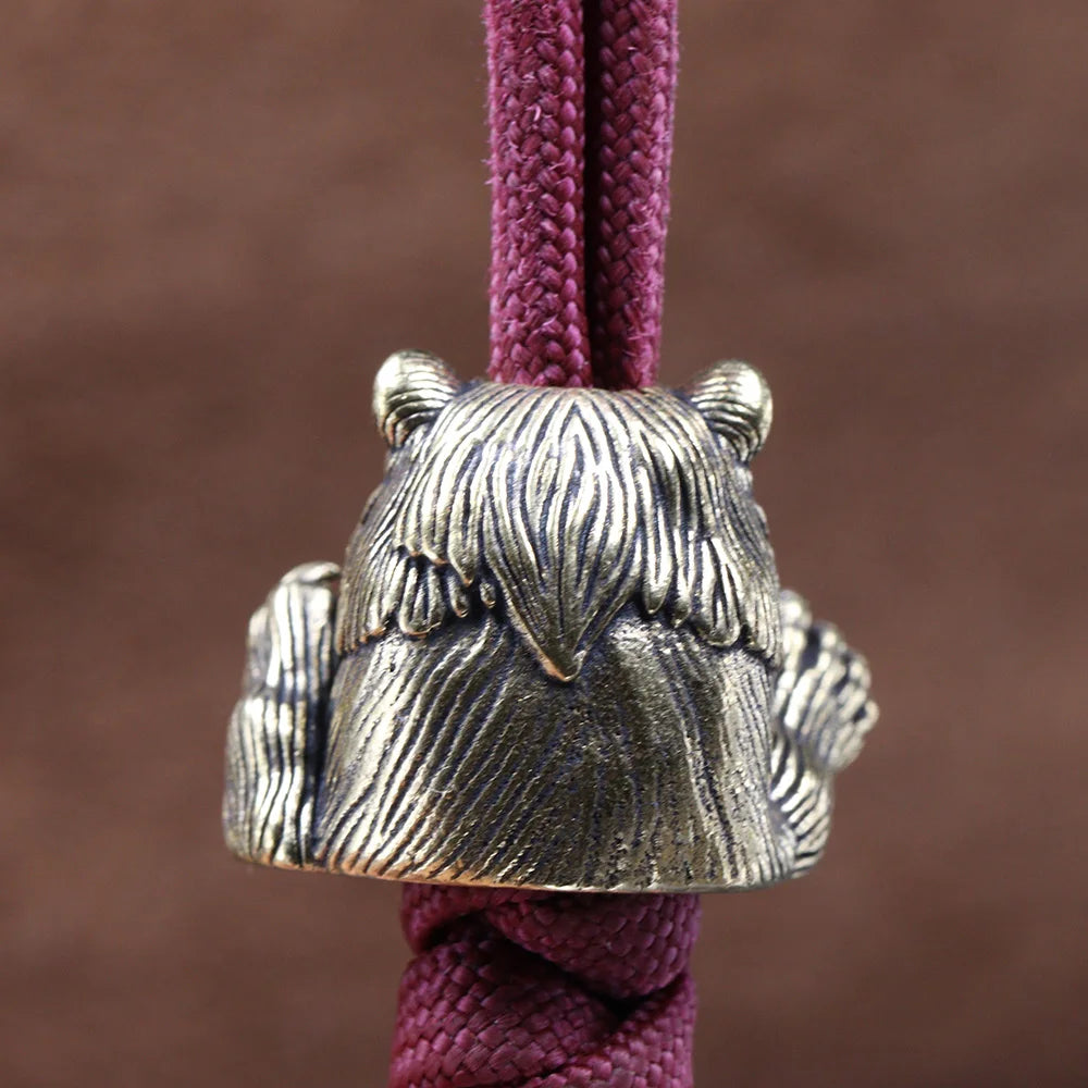 Bear With Salmon Brass Knife Beads EDC DIY Paracord Woven Bracelets Lanyard Pendants Accessories Outdoor Tools Hangings Charms