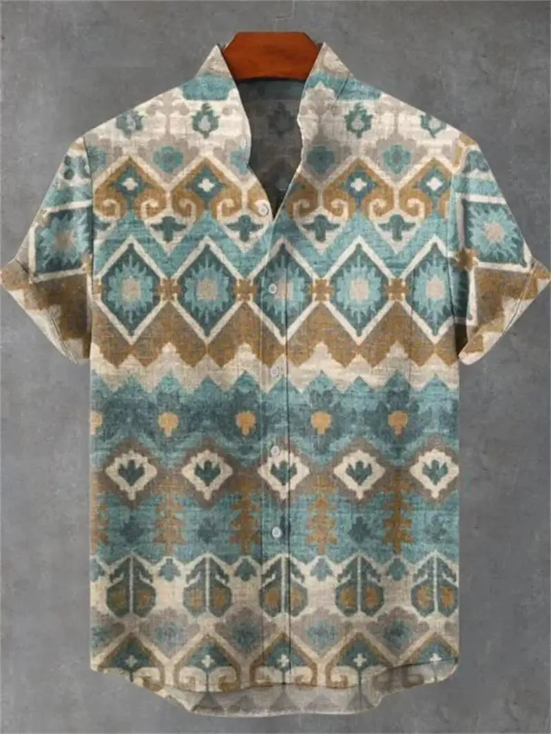 Men's Fashionable Casual Shirt Short Sleeved 3D Printed Pattern Clothing Shirt Linen Camisa Hawaiana Hombre Cosas Baratas