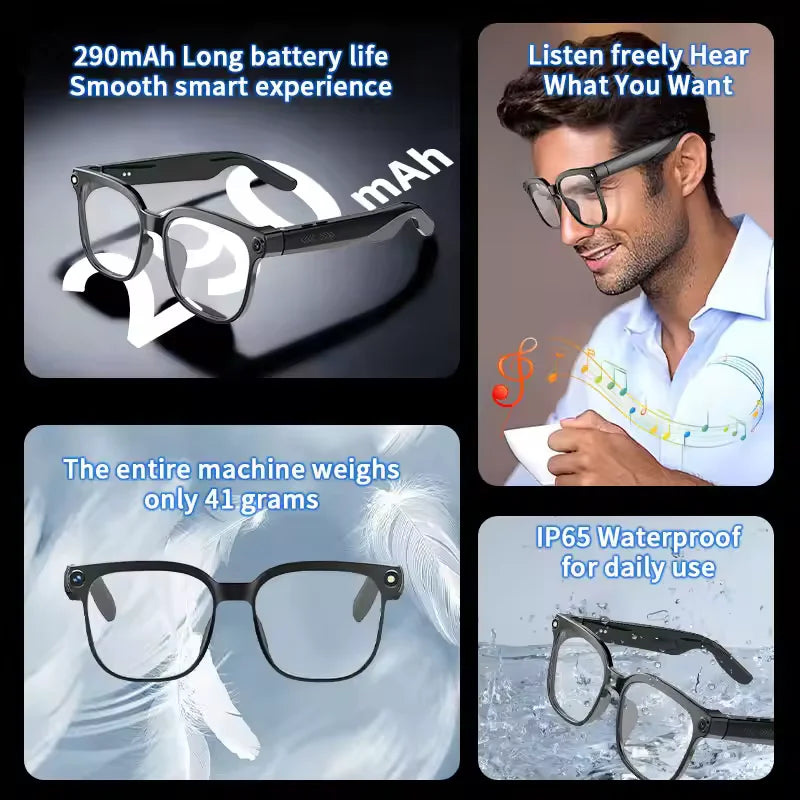 2026 New Smart Glasses Men 4K 8MP HD Camera Video Recording Language Translation ChatGPT WIFI Bluetooth Call Audio Glasses Women