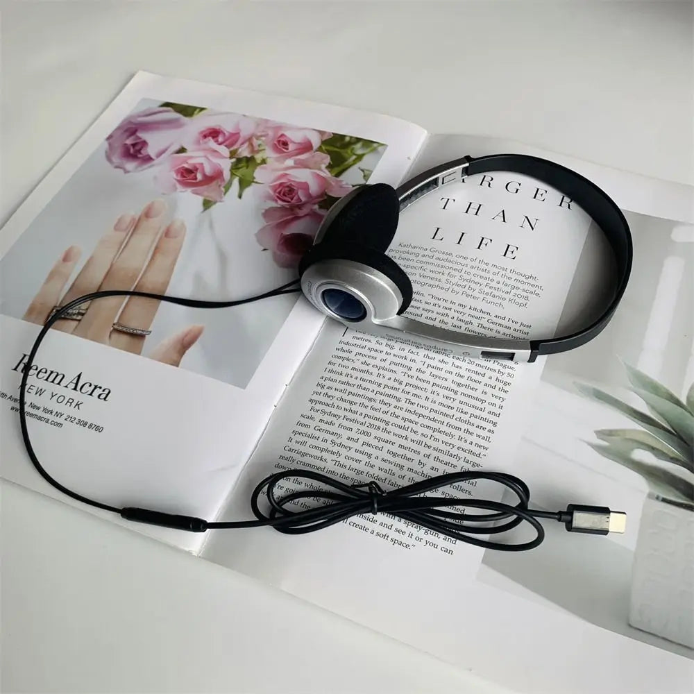 Fashion Retro Classic Headset Y2K Wired Headphone 3.5mm Type C Over Ear Earbud