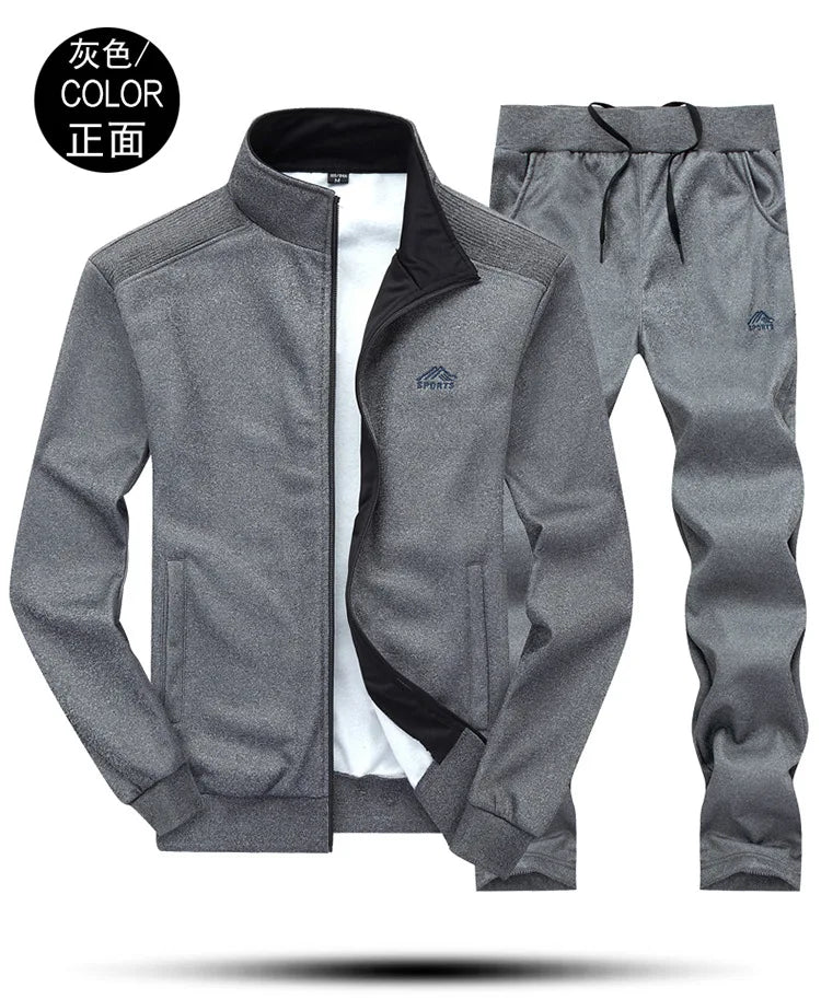 2025 Gym Spring Jacket + Pants Casual Tracksuit Men Sportswear Tracksuits Men Polyester Sweatshirt Sporting Fleece ropa hombre