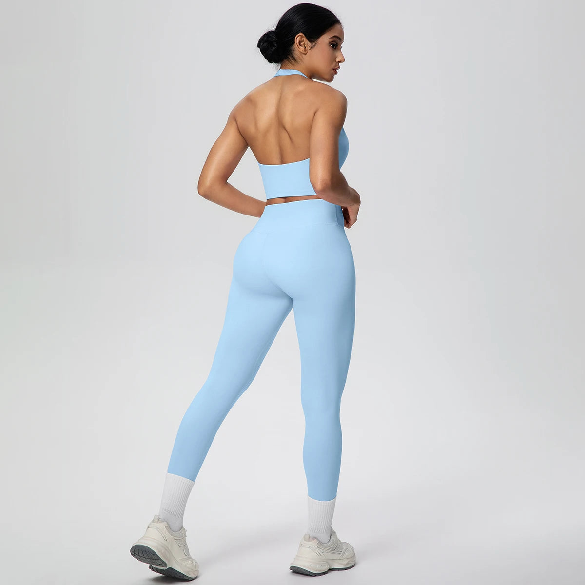 2PCS/set Yoga Set for Woman's Sexy Backless Halter Bra Sports Top Quick Drying Legging Summer Gym Fitness Pants Yoga Set