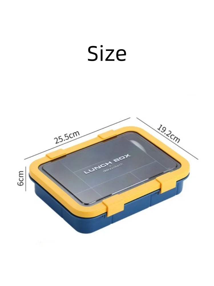 1500ML Bento Box Portable Lunch Box Kids Students Office Lunch Box with Spoon Fork Leakproof Microwavable Food Storage Container