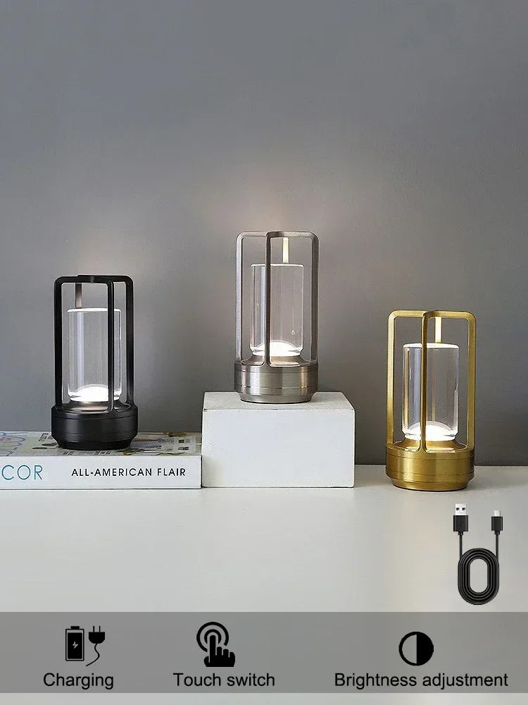 HOMEFISH Night Light Black Gold Silver Table Lamp Touch USB Charging Ambient Light Suitable for Bedrooms Living Rooms