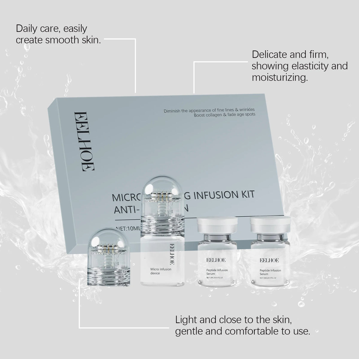 Hyaluronic Acid Facial Kit Hydrating Serum Roller Delicate Firming Facial Skin Smoothing Nourishing Skin Daily Care Essence Set