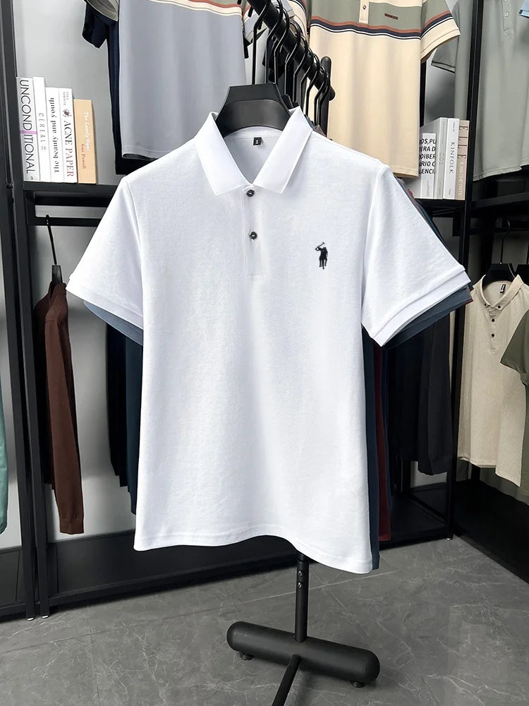 Designer brand 100% cotton short sleeve polo shirt fashion luxury pony embroidery men's summer casual high-quality Paul T-shirt