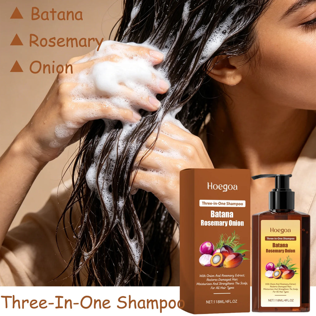 3 In 1 Batana Rosemary Onion Shampoo Deep Cleansing Remove Dandruff Soothe Scalp Anti Hair Loss Deep Nourish Hair Care Shampoo