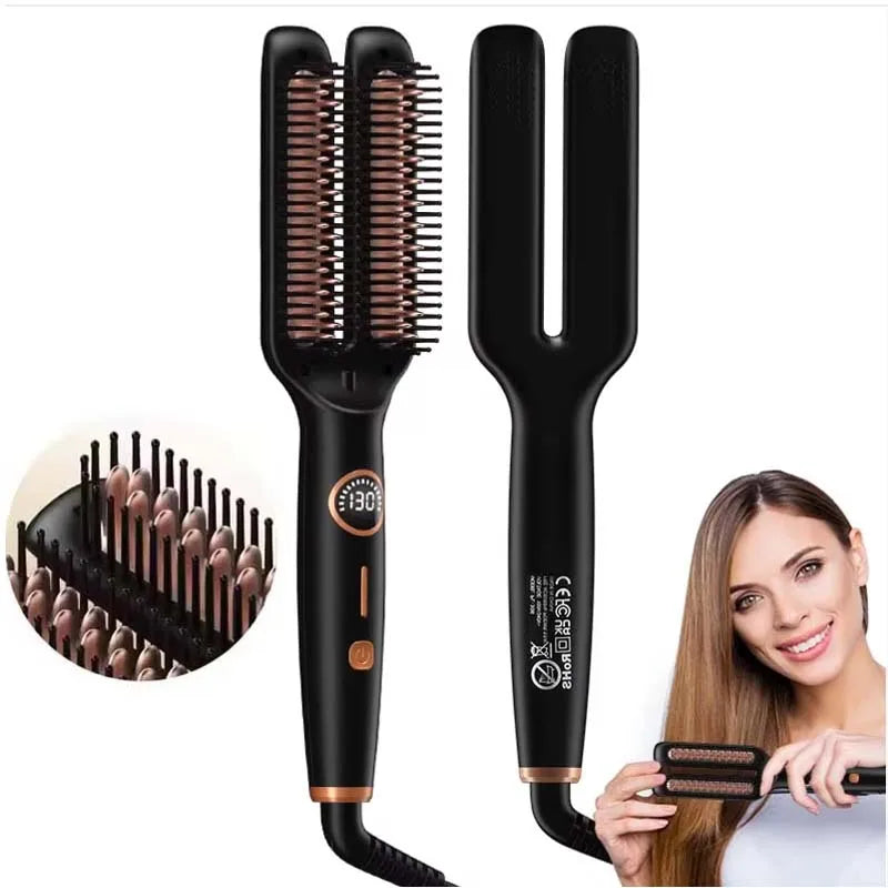 Electric Straightening Brush One-Step Heated Straightener Flat Iron Smooth Anti Frizz Hair Electric Brush Straightener Comb