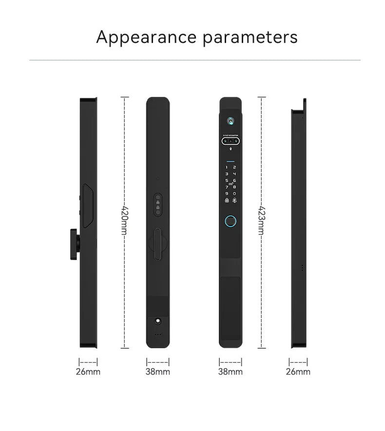 Camera video intercom Waterproof IP65 Automatic Slim Smart Aluminum door lock Face Tuya wifi 3592 euro mortise Digital UPVC lock
