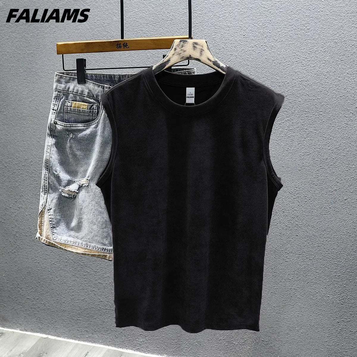 Men's Vintage Washed Purple  Top Casual Loose Sleeveless Vest