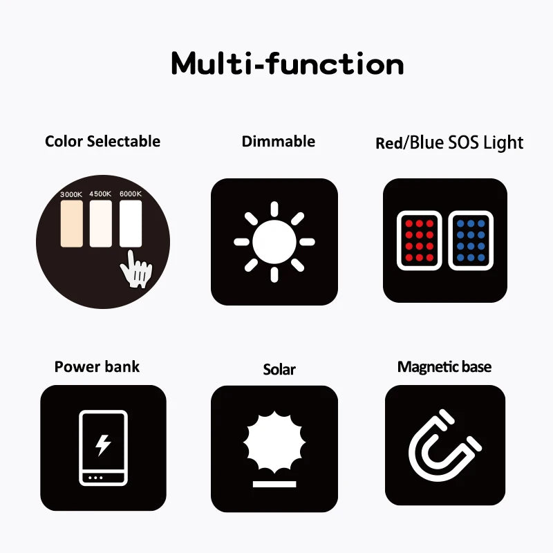 Outdoor camping lights large area lighting portable emergency lights picnic long-lasting magnetic work lights