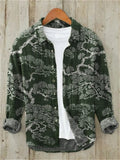 Men's casual versatile fashion street men's shirt lapel single-breasted long-sleeved men's wave long-sleeved shirt
