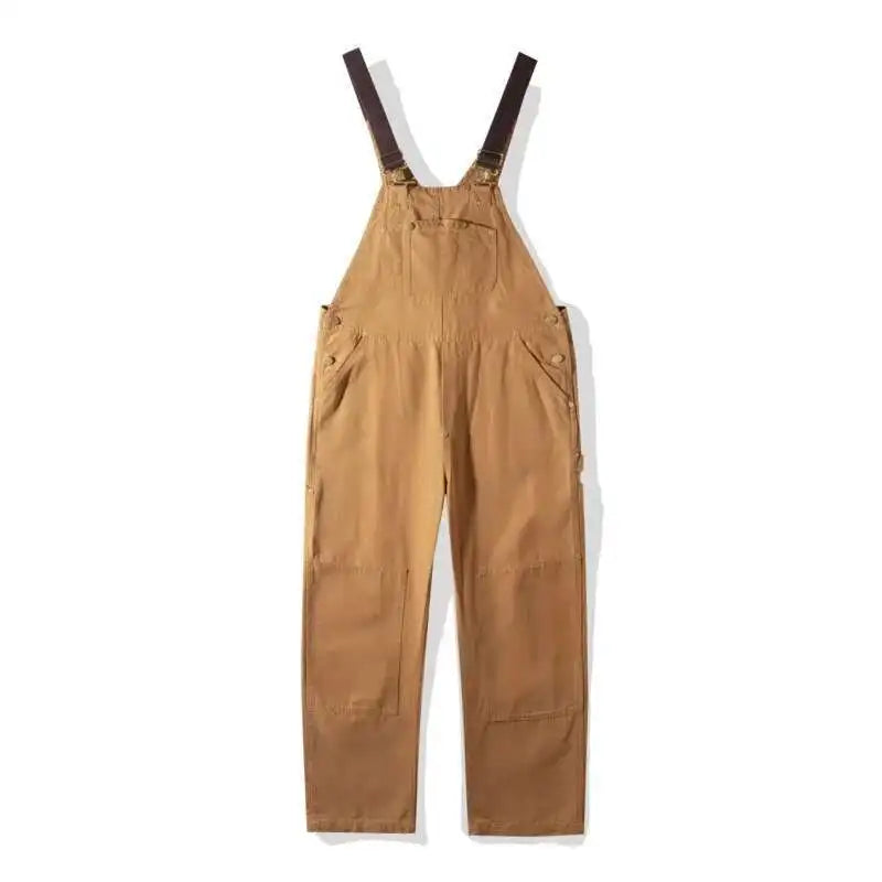 PFNW 2025 Trend Khaki Denim Overalls Men's Loose Casual Straight Oversized Cargo Jumpsuit Spring Tide Trousers Unisex 28W5639