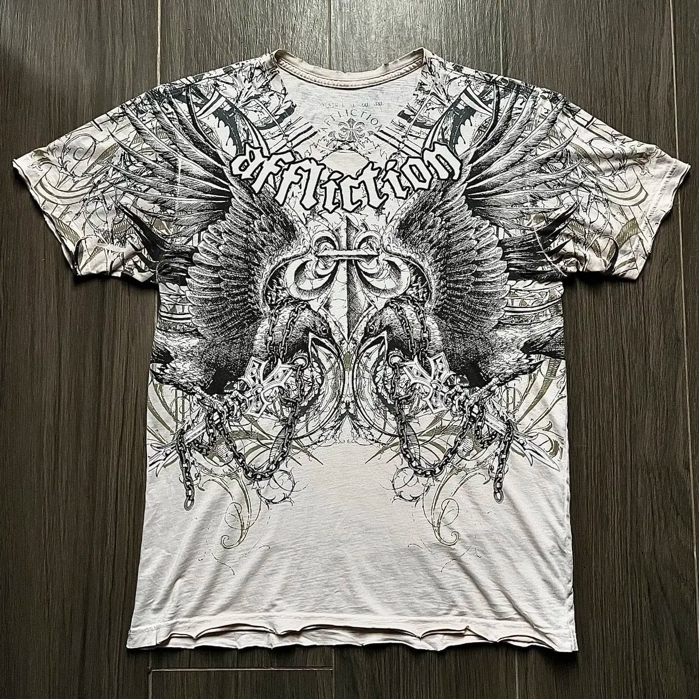 Affliction New Men Polo shirt Skull Graphic Harajuku Round Neck Oversized T Shirt Short Sleeve Tops Gothic Clothing Street Wear