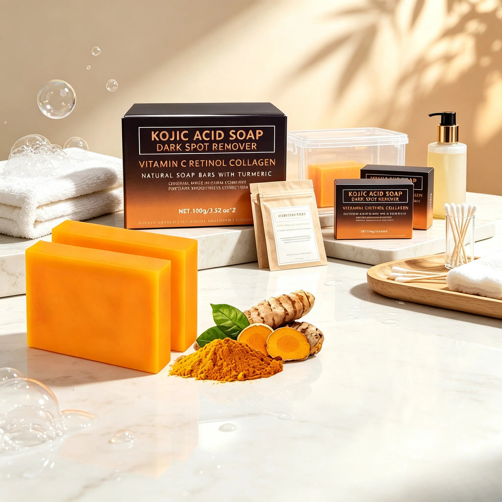 Lemon Turmeric Exfoliating Soap with Curcumin All-Body Cleansing Brightening Natural Granule Soap for Skin Care