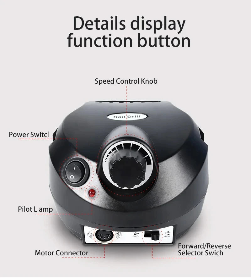 35000RPM Electric Nail Drill Professional Manicure Machine Nail Sander Set Nail Drill Bit Portable Nail Salon Polisher Equipment