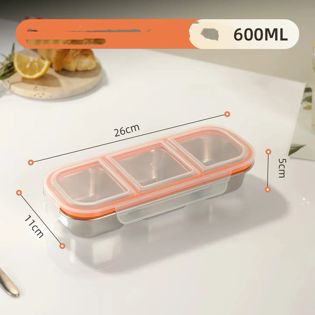 Stainless steel light food and fruit lunch box with compartments, sealed and fresh-keeping, weight loss, quantitative small lunc