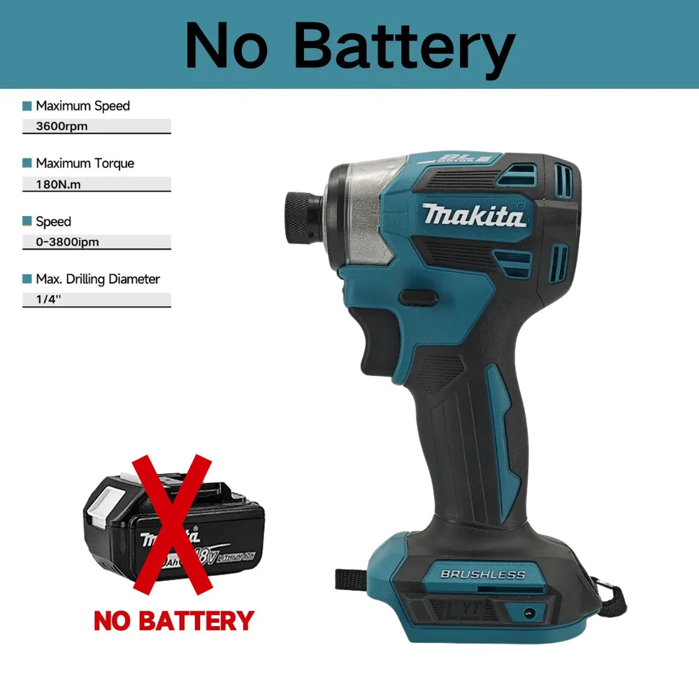 Makita 18V DTD173 Brushless Electric Drill 180Nm Cordless Impact Driver for Home Improvement And DIY Wood/Bolt/T-Mode Power Tool