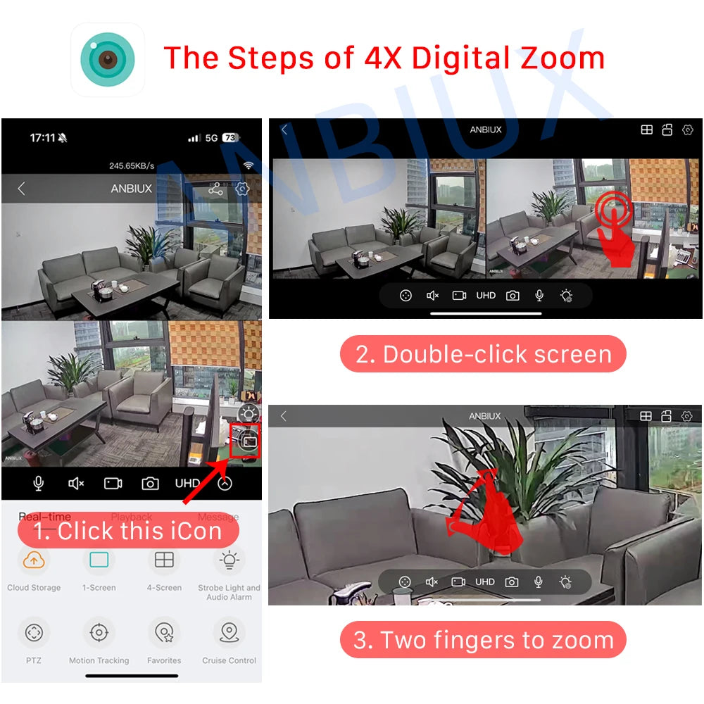 8MP 4K Outdoors Wifi Camera Dual Lens Security PTZ IP Camera 5X Digital Zoom Lens Human IP66 Waterproof Auto Detect Tracking Cam