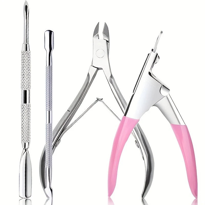 7Nail care tool set: polishing strips, nail file, polishing bar, stainless steel cuticle scissors, cuticle pusher, manicure and