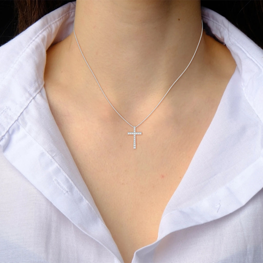 Women Silver Lab Created Diamond Pendant Necklace Classic Solitaire Fine Jewelry for Daily Wear and Special Occasion Styling