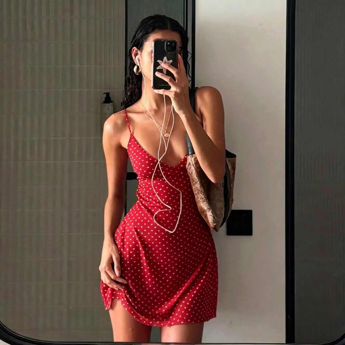 Summer Women's Dress Y2K Sweet Lady Fashion Street Women Dot Print Casual Simple Basic Sleeveless Dress Women's Chic