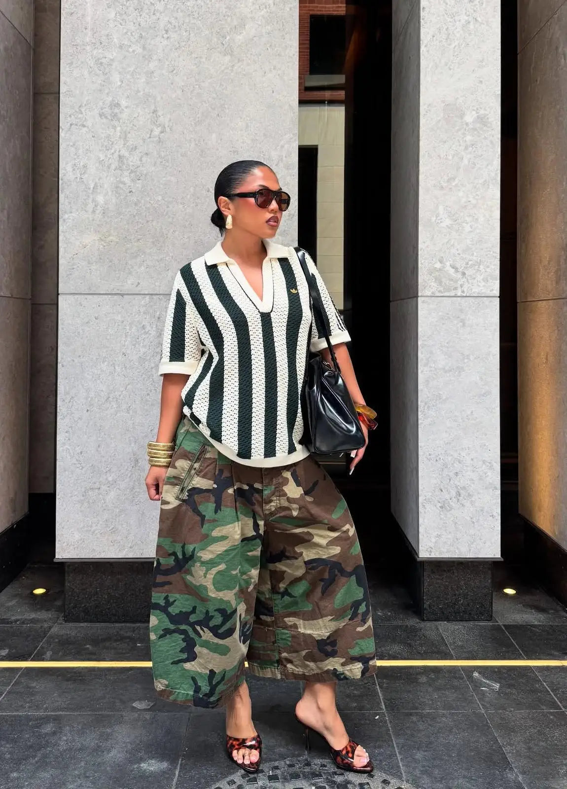 Women's Camouflage Wide Leg Pants Loose Casual High Waist Trousers Vintage Pockets Cropped Pants 2025 Streetwear Harajuku Capris